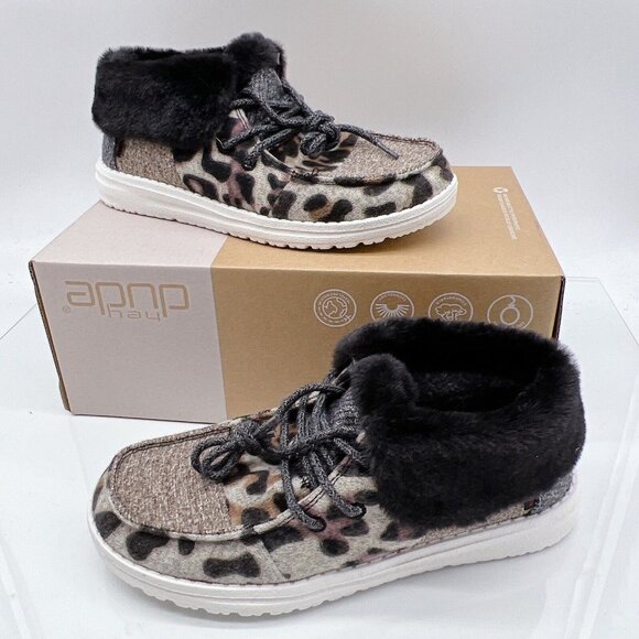 Hey Dude Britt Patchwork Java Gray Women's Comfort Shoes US / EU 36 - Faux Fur - Picture 2 of 12
